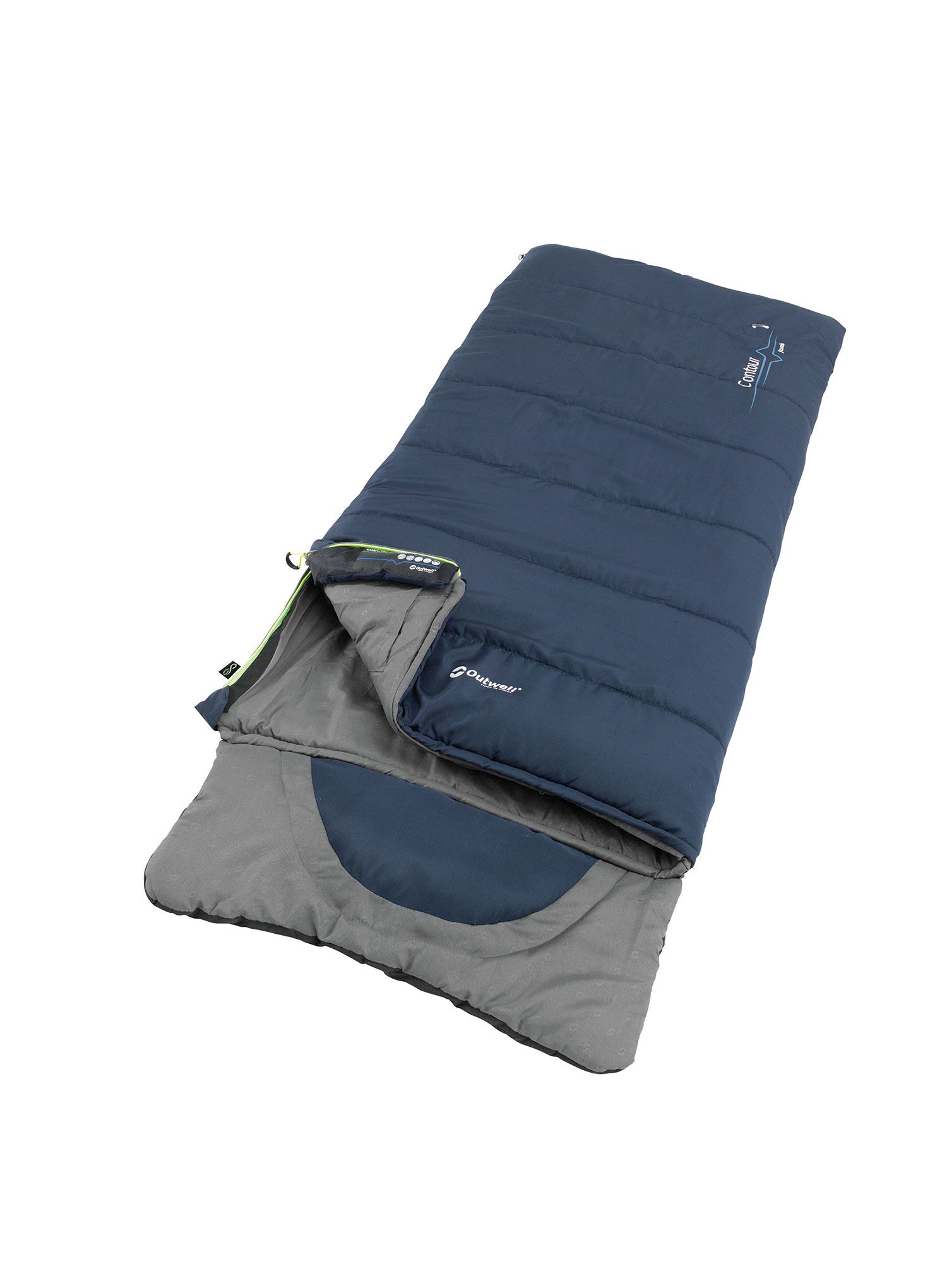 Spací vak pre dieťa Outwell Contour Junior (140 cm) - deep blue/grey
