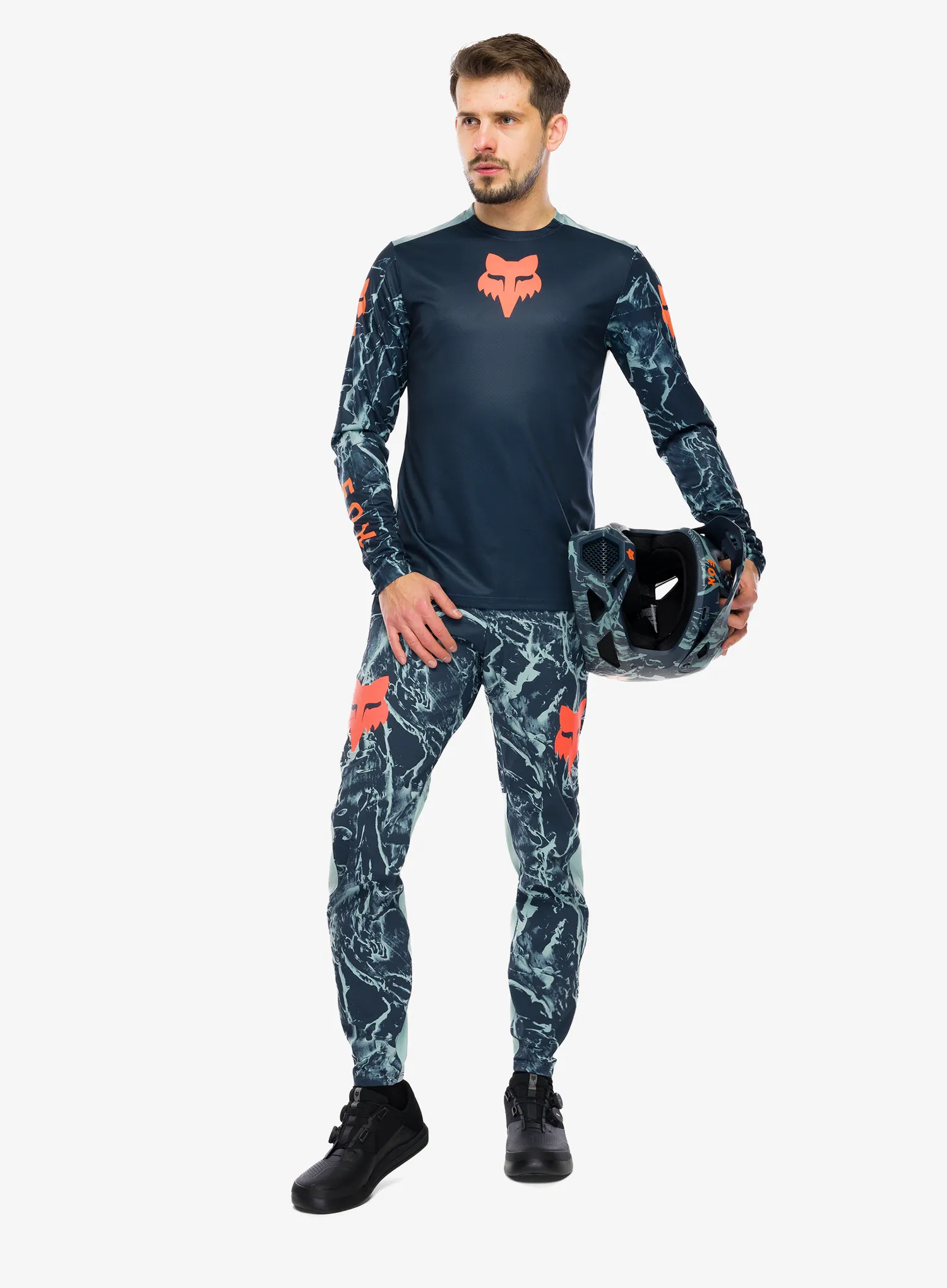 Nohavice na bicykel Fox Ranger Pant Image Print - arctic blue