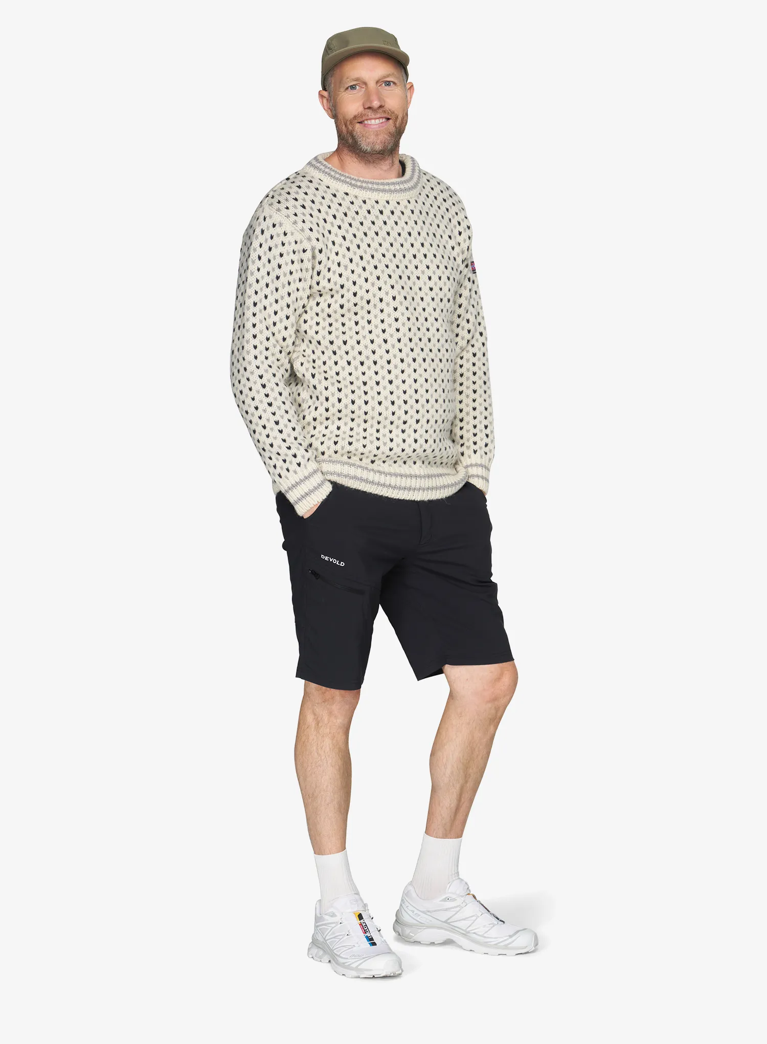 Vlnený sveter Devold Nordsjo Two-Tone Sweater - offwhite