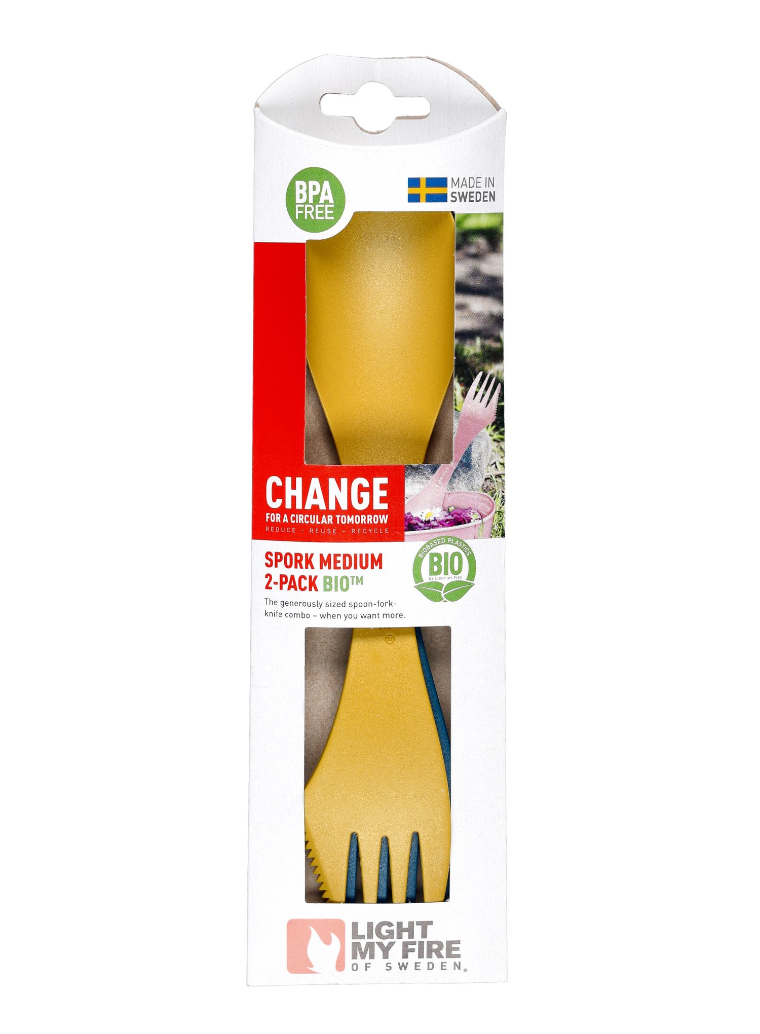Turistický príbor Light My Fire Spork Original 2 Pack Bio - yellow/nav