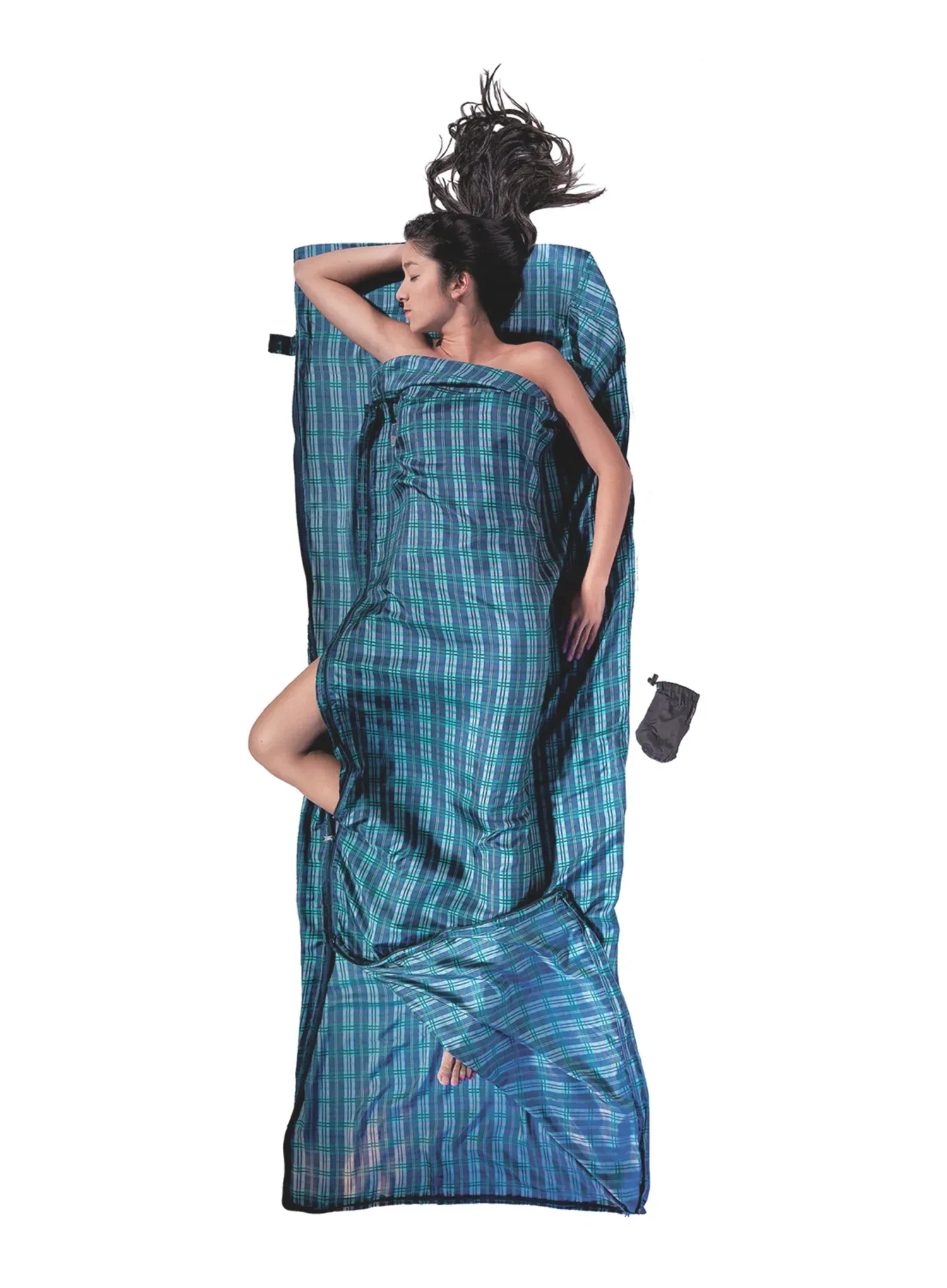 Vložka do spacáka Cocoon TravelSheet Coupler - Silk - checked silk