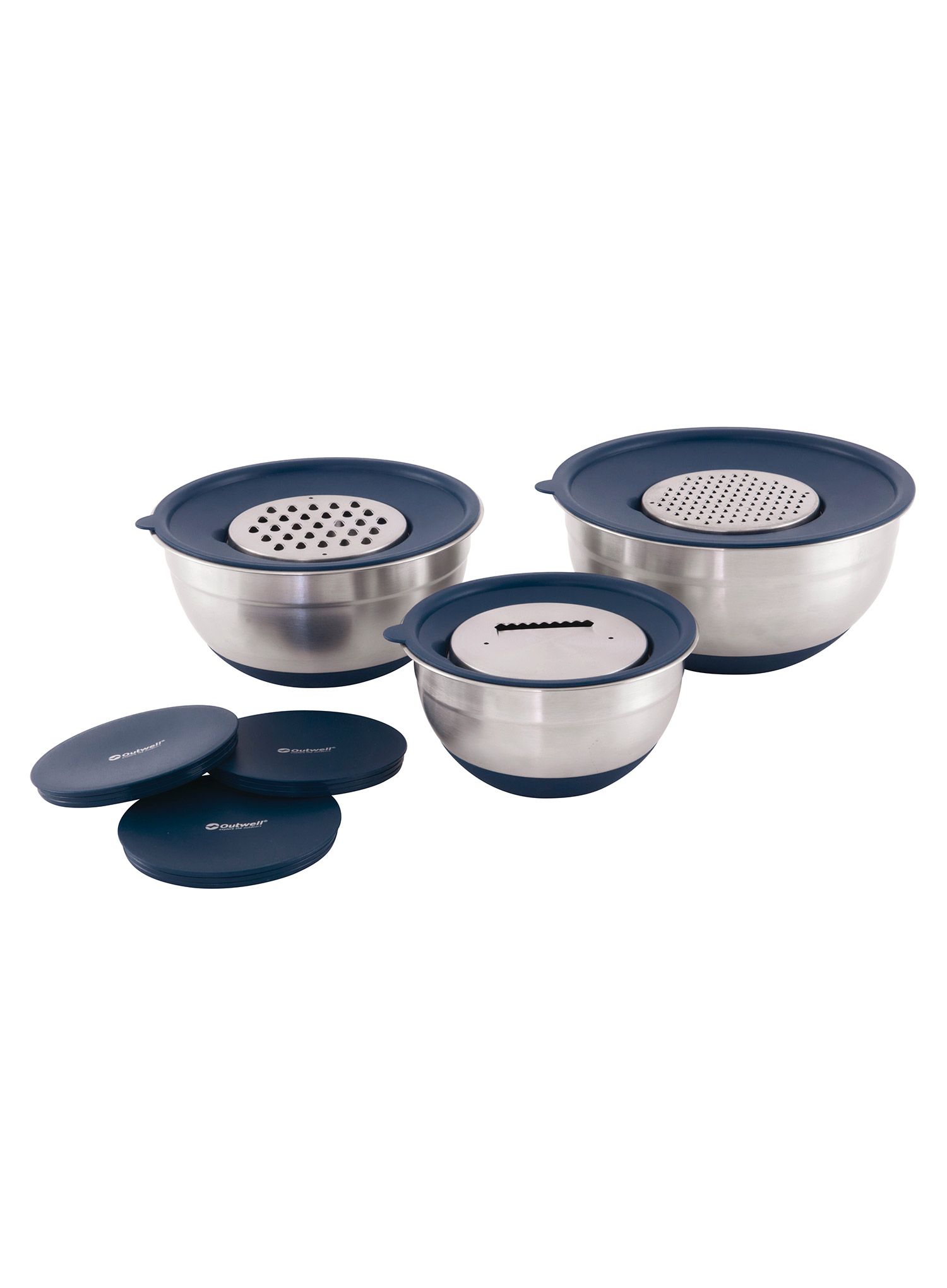Súprava riadu Outwell Chef Bowl Set with Lids & Graters - silver